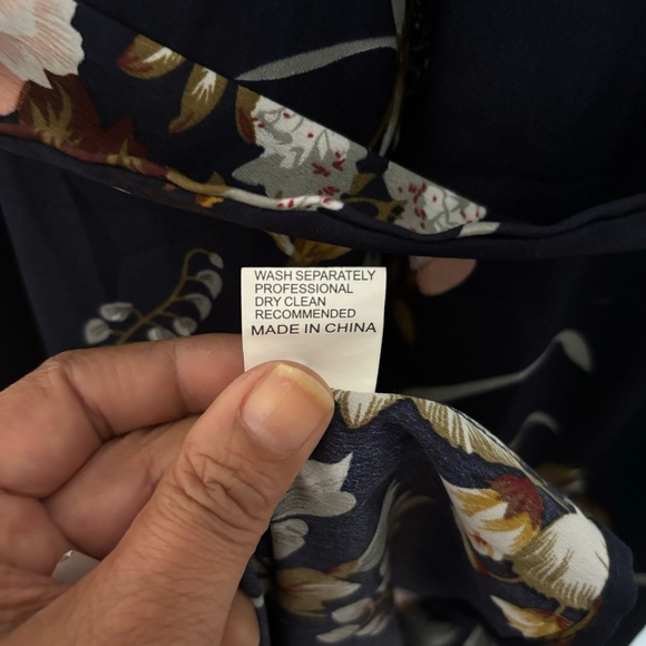 Shein Floral Print Tie Back Belted Maxi Dress Navy Blue women’s size small - Picture 8 of 15